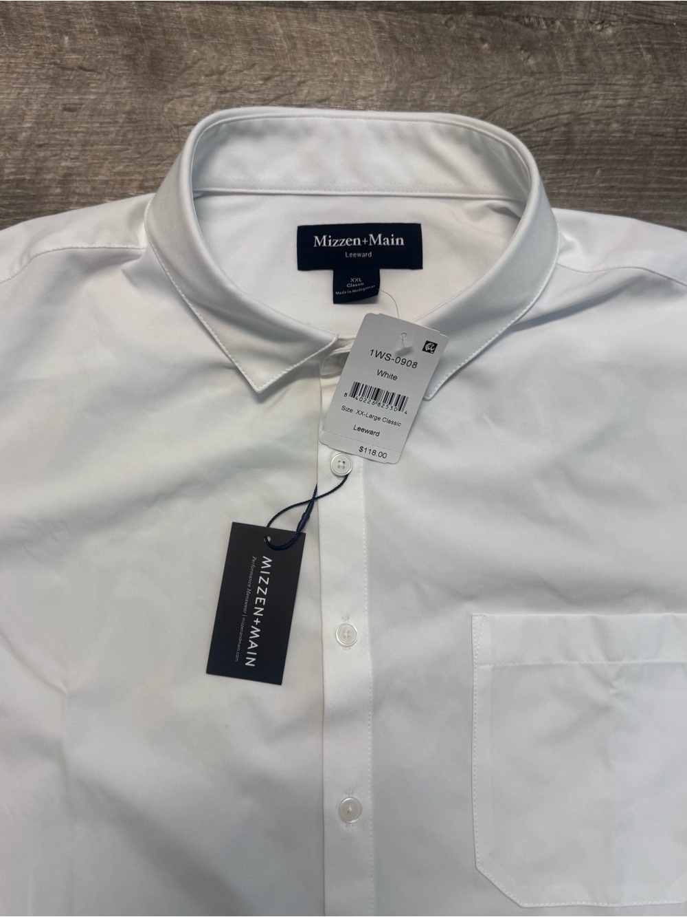 Mizzen+Main NWT Mens Trim Leeward Short Sleeve White Dress Shirt Sz. XXL - Picture 3 of 11